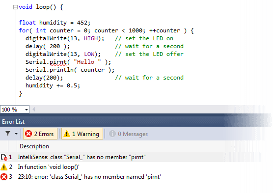 Handling Compiler Errors - Arduino IDE For Visual Studio And Atmel Studio