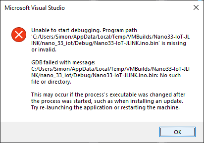 visual studio remote debugging error for local debugger